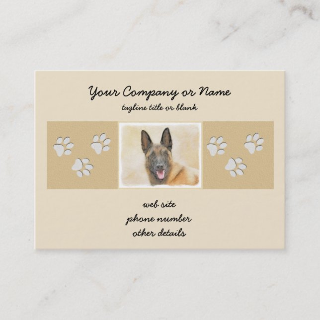 Tarjeta De Visita Pintura belga malinois - Arte de perro original (Anverso)