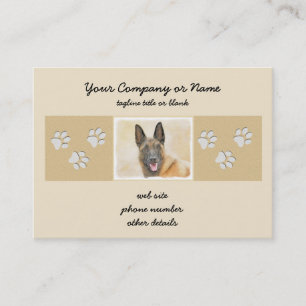 Tarjeta De Visita Pintura belga malinois - Arte original del perro