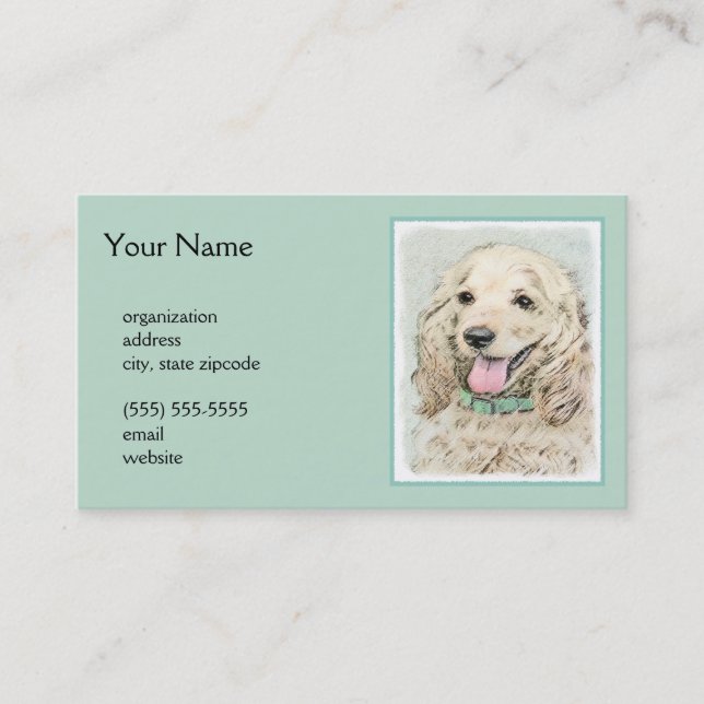 Tarjeta De Visita Pintura Buff de Cocker Spaniel - Arte Perro Origin (Anverso)