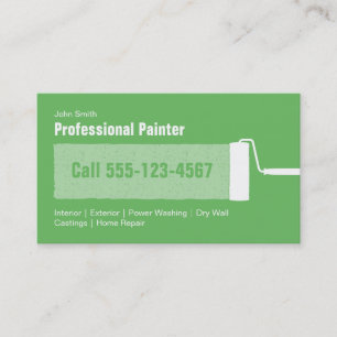 Tarjeta De Visita Pintura casera profesional verde de encargo