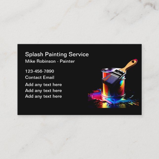 Tarjeta De Visita Pintura coloreada de pintador profesional puede (Anverso)