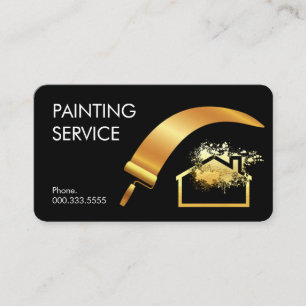Tarjeta De Visita Pintura con brocha de oro salpicadura de pintura