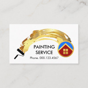 Tarjeta De Visita Pintura con Rodillo de Oro para Hogar