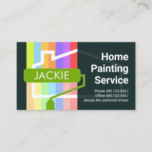 Tarjeta De Visita Pintura con Rodillo de Pintura Colorida