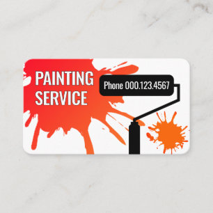 Tarjeta De Visita Pintura con Rodillo de Pintura Salpicadura