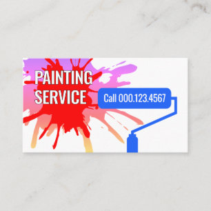 Tarjeta De Visita Pintura con Rodillo de Pintura Salpicadura de Pint