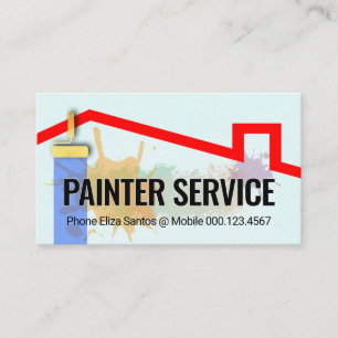 Tarjeta De Visita Pintura con Rodillo de Salpicaduras de Pintura