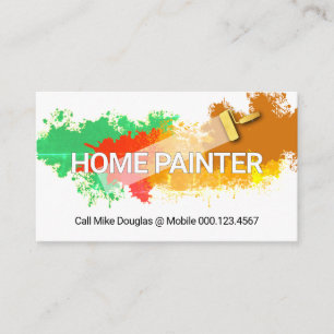 Tarjeta De Visita Pintura con rodillo de salpicaduras de pintura