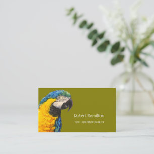 Tarjeta De Visita Pintura de acuarela de macao azul y dorado