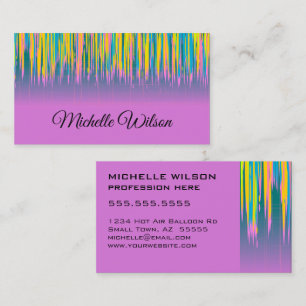 Tarjeta De Visita Pintura de acuarela rosa azul amarillo