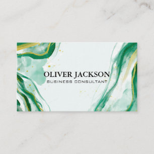Tarjeta De Visita Pintura de acuarela verde artificial