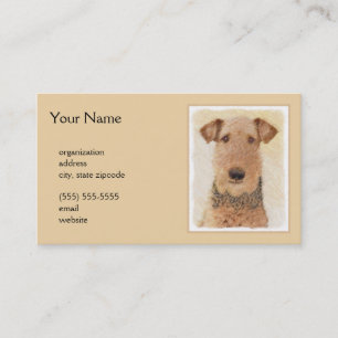 Tarjeta De Visita Pintura de Airedale Terrier - Arte original y boni