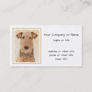 Tarjeta De Visita Pintura de Airedale Terrier - Arte original y boni
