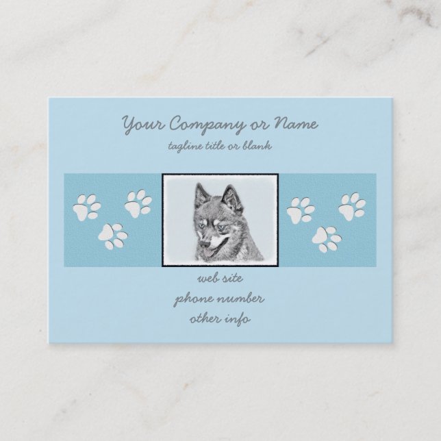 Tarjeta De Visita Pintura de Alaskan Klee Kai - Arte Perro Original. (Anverso)