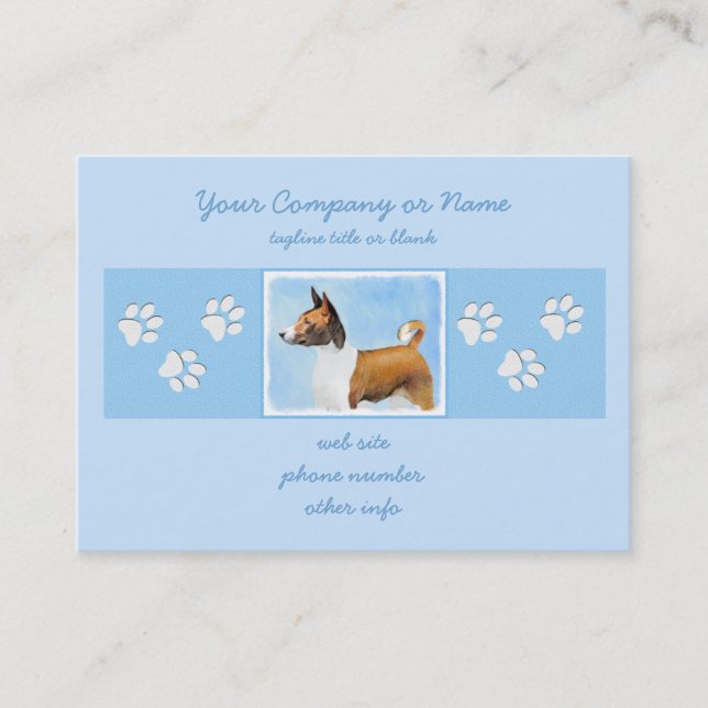 Tarjeta De Visita Pintura de Basenji - Arte original muy bonito (Anverso)