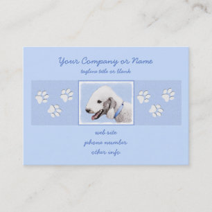 Tarjeta De Visita Pintura de Bedlington Terrier - Original Perro Art