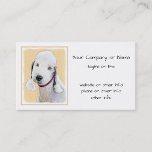 Tarjeta De Visita Pintura de Bedlington Terrier - Original Perro Art