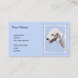 Tarjeta De Visita Pintura de Bedlington Terrier - Original Perro Art