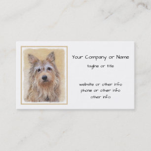 Tarjeta De Visita Pintura de Berger Picard - Arte de Perro Original.