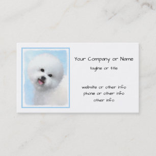 Tarjeta De Visita Pintura de Bichon Frise - Arte de Perro Original.