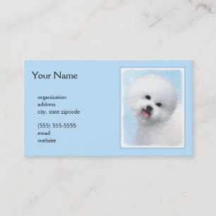 Tarjeta De Visita Pintura de Bichon Frise - Arte de Perro Original.