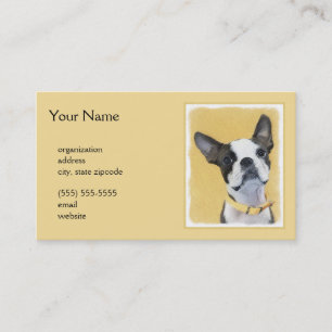 Tarjeta De Visita Pintura de Boston Terrier - Arte de Perro Original