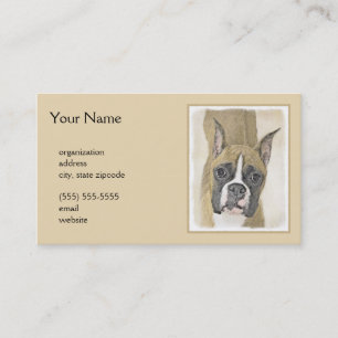 Tarjeta De Visita Pintura De Boxer - Arte De Perro Original Cuto