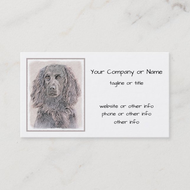 Tarjeta De Visita Pintura de Boykin Spaniel - Arte Perro Original. (Anverso)