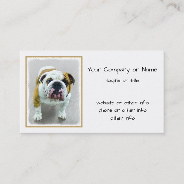 Tarjeta De Visita Pintura de bulldog - Arte de perros original y lin (Anverso)