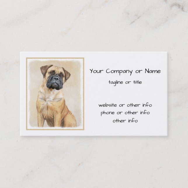Tarjeta De Visita Pintura de Bullmastiff - Arte de Perro Original. (Anverso)