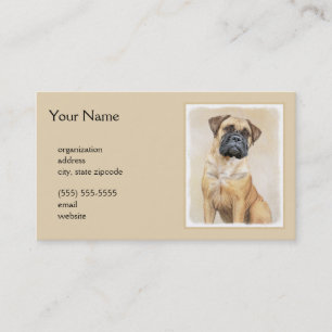 Tarjeta De Visita Pintura de Bullmastiff - Arte de Perro Original.
