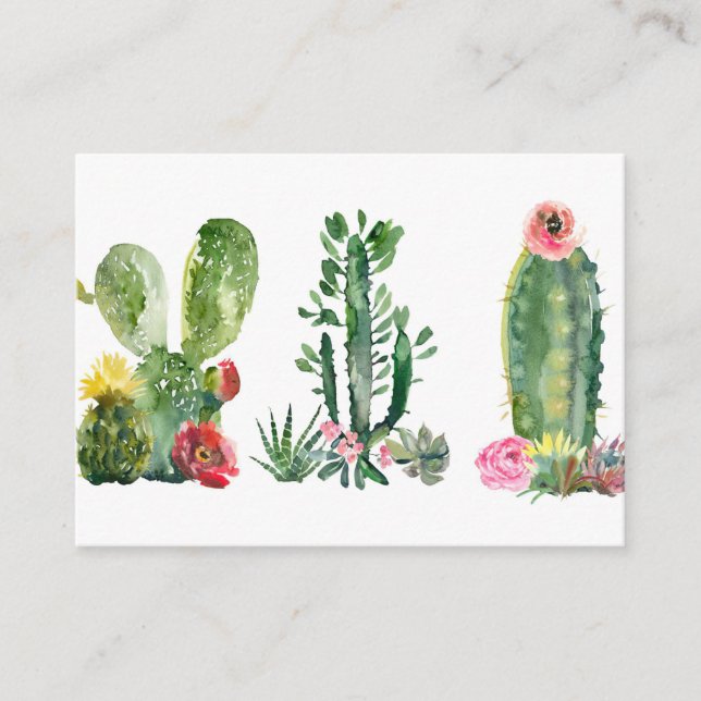 Tarjeta De Visita Pintura de cactus acuarela (Anverso)