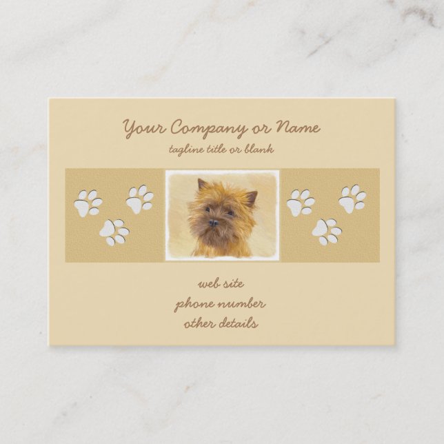 Tarjeta De Visita Pintura de Cairn Terrier - Arte Perro Original. (Anverso)