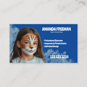 Tarjeta De Visita Pintura de cara de artista azul elegante