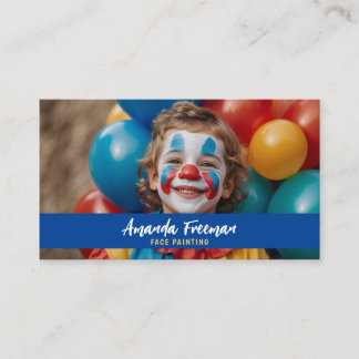 Tarjeta De Visita Pintura de cara de Payaso azul y amarillo