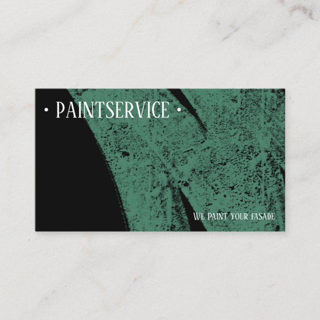 Tarjeta De Visita Pintura de casa verde sobre negro moderno, minimal (Anverso)