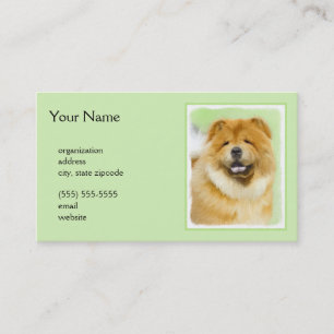 Tarjeta De Visita Pintura de Chow Chow - Arte Perro Original.