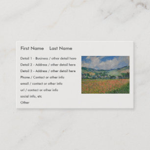 Tarjeta De Visita Pintura de Claude Monet, campo de adormidera en Gi