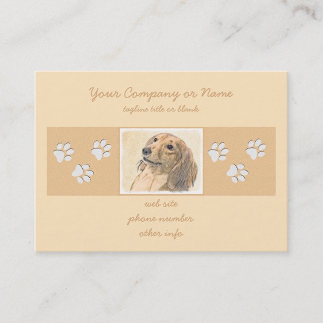 Tarjeta De Visita Pintura de Dachshund (de cabello largo) - Arte Per (Anverso)