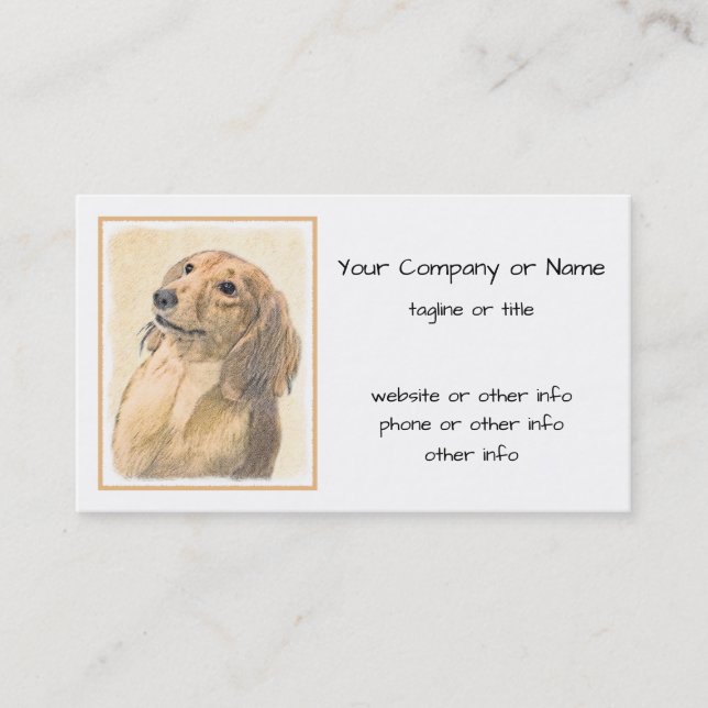Tarjeta De Visita Pintura de Dachshund (de cabello largo) - Arte Per (Anverso)