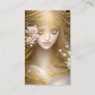 Tarjeta De Visita Pintura de fantasía con exquisito Rosa de oro delg