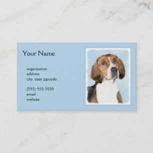 Tarjeta De Visita Pintura de Foxhound inglesa - Arte Perro Original 
