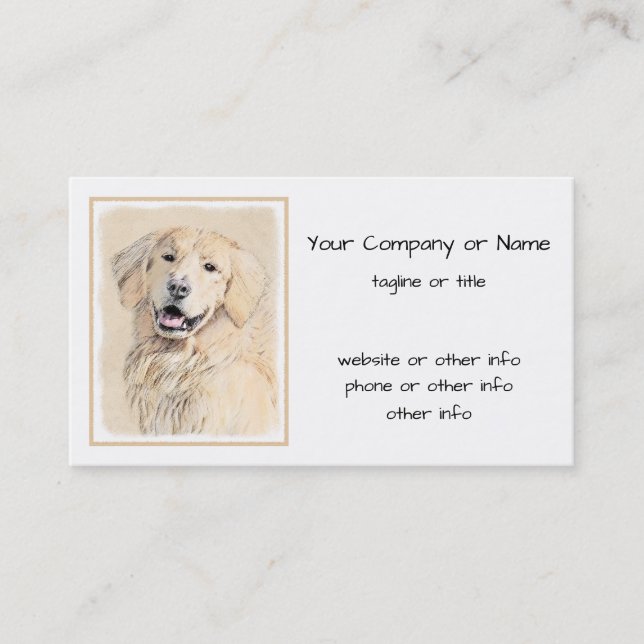 Tarjeta De Visita Pintura de Golden Retriever - Arte de perros origi (Anverso)
