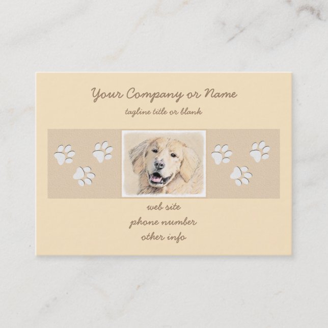 Tarjeta De Visita Pintura de Golden Retriever - Cute original Dog Ar (Anverso)