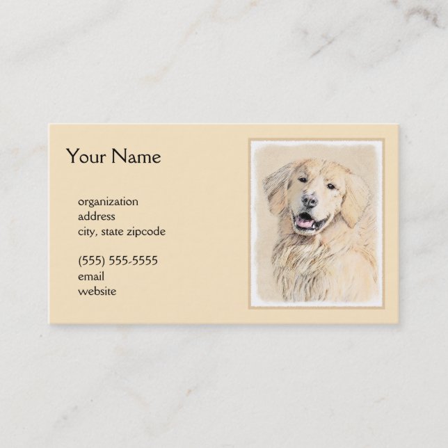 Tarjeta De Visita Pintura de Golden Retriever - Cute original Dog Ar (Anverso)