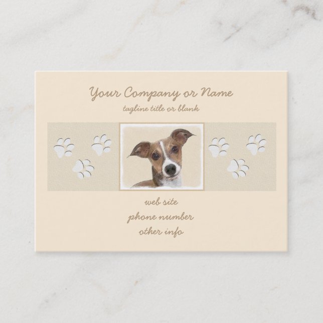 Tarjeta De Visita Pintura de Greyhound italiana - Arte Perro Origina (Anverso)