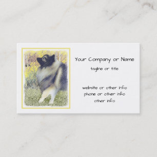 Tarjeta De Visita Pintura de Keeshond Aspen - Arte Perro Original Cu