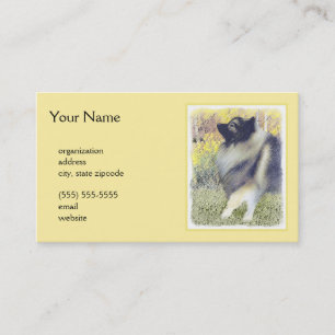 Tarjeta De Visita Pintura de Keeshond Aspen - Arte Perro Original Cu