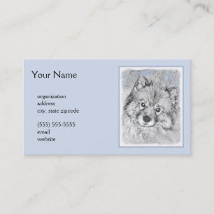 Tarjeta De Visita Pintura de Keeshond Beth - Arte de Perro Original.