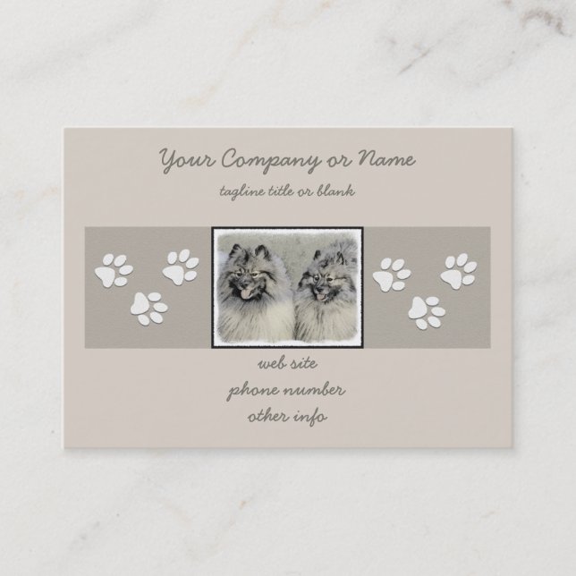 Tarjeta De Visita Pintura de Keeshond Brothers - Arte Perro Original (Anverso)